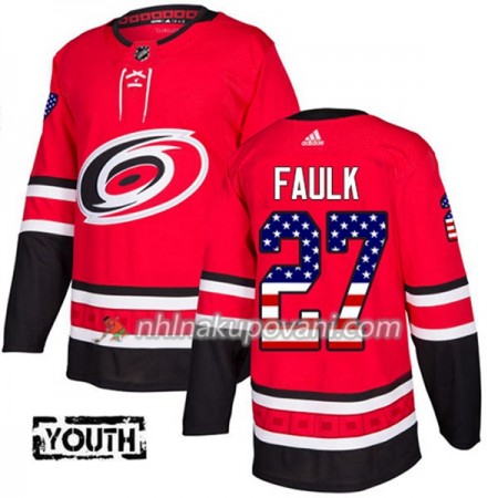 Carolina Hurricanes Dresy Justin Faulk 27 2017-2018 USA Flag Fashion Černá Adidas Authentic - Dětské